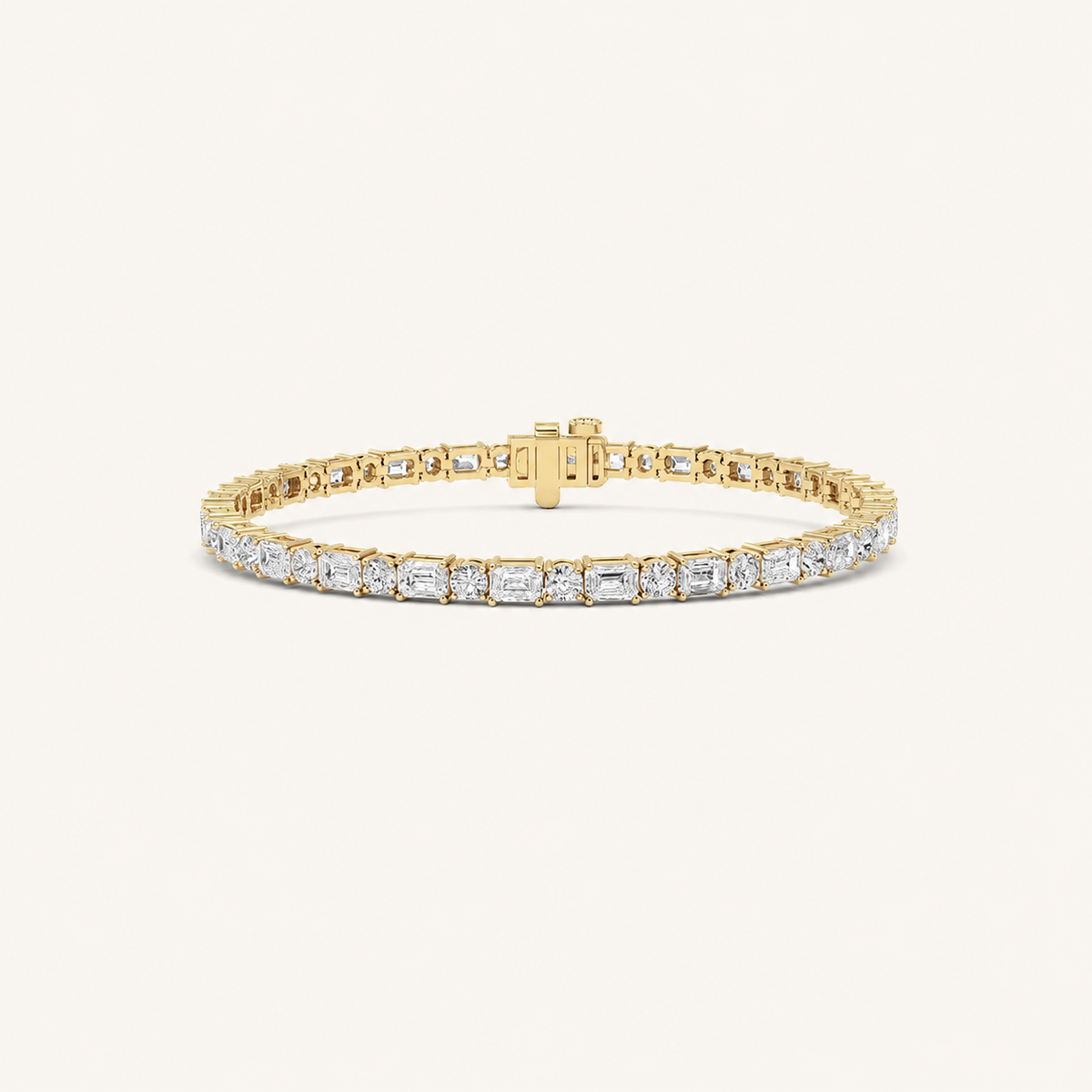 7CT Emerald And Round Cut Lab Grown Diamond Bracelet