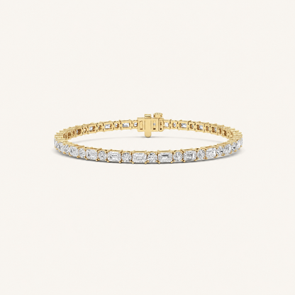 7CT Emerald And Round Cut Lab Grown Diamond Bracelet