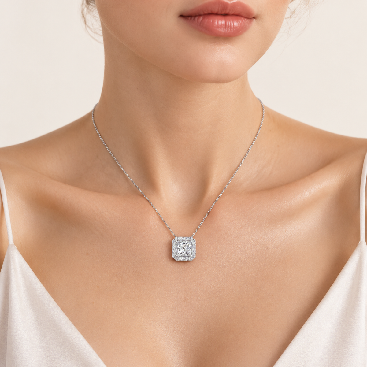1.13CT Princess Cut Certified Lab Grown Diamond Pendant