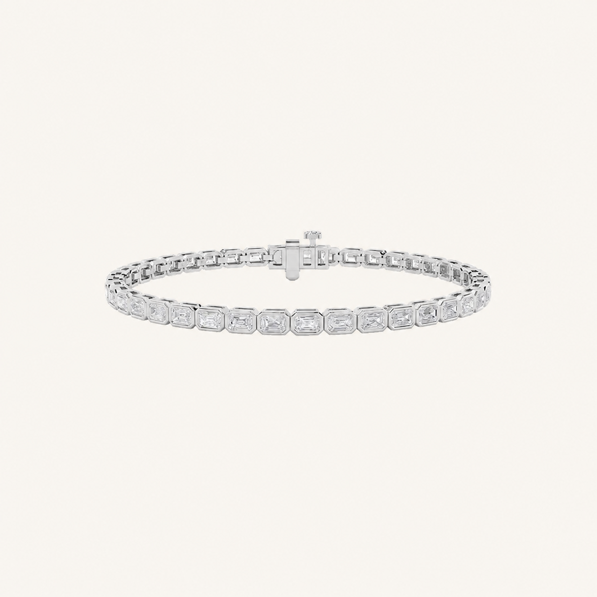 5CT Emerald Cut Lab Grown Diamond East West Bezel Set Tennis Bracelet