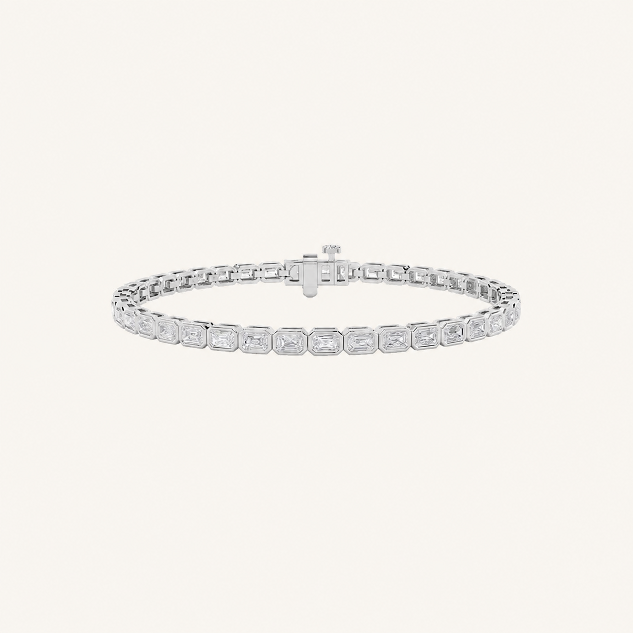 5CT Emerald Cut Lab Grown Diamond East West Bezel Set Tennis Bracelet
