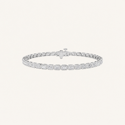5CT Emerald Cut Lab Grown Diamond East West Bezel Set Tennis Bracelet