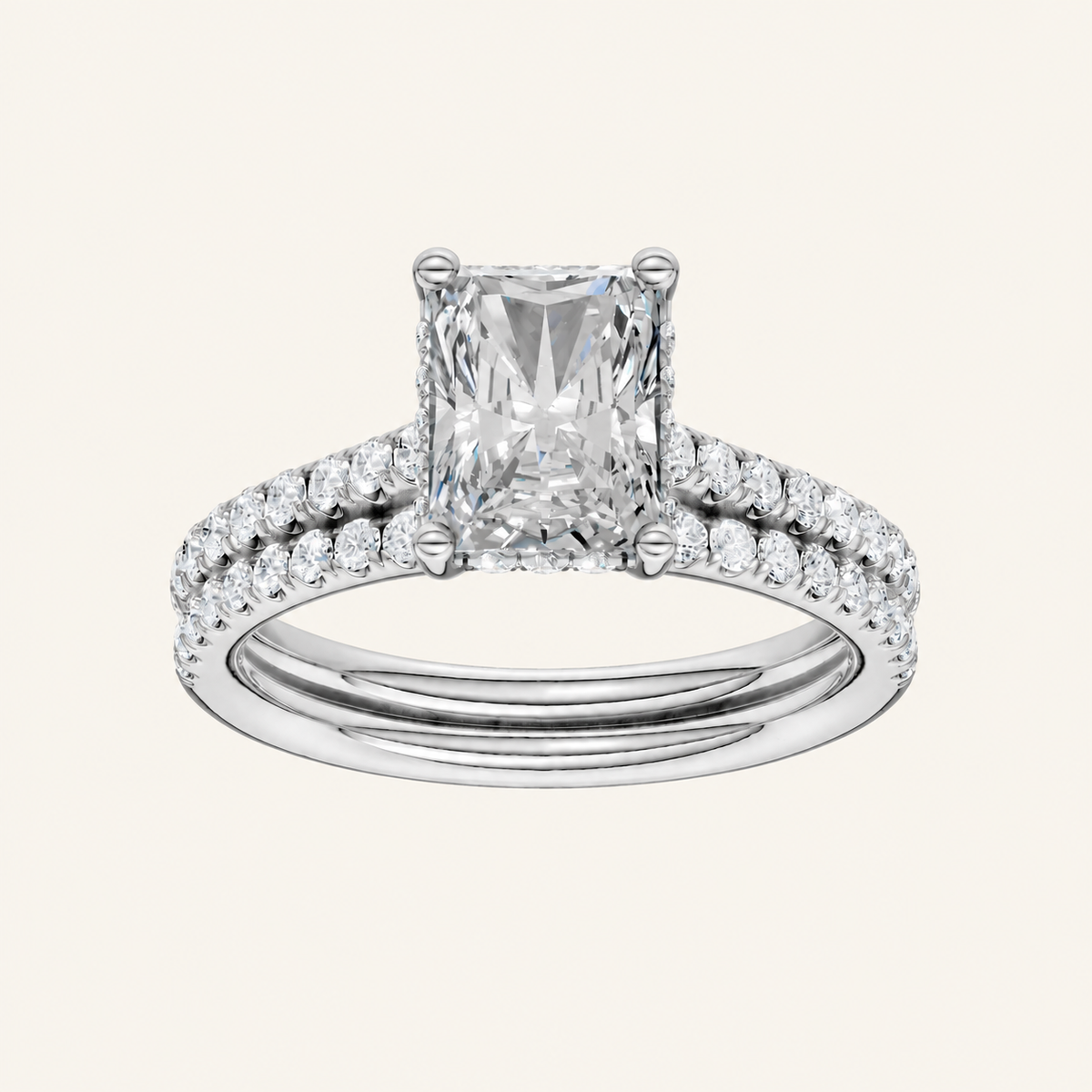 2.50CT Emerald Cut Lab Grown Diamond Bridal Set