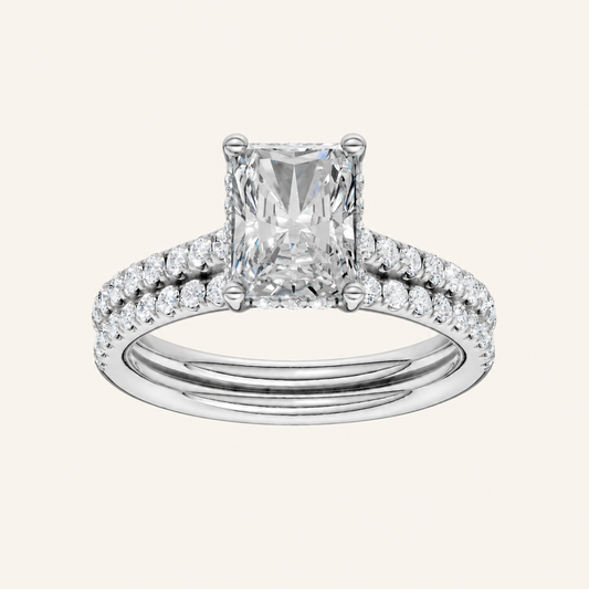 2.50CT Emerald Cut Lab Grown Diamond Bridal Set