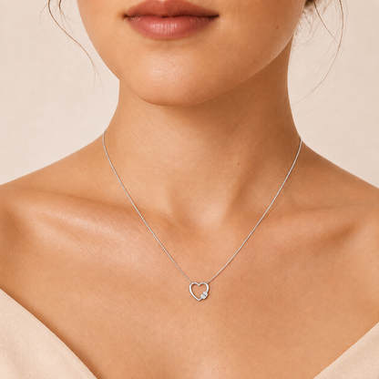 0.5CT Oval Cut Lab Grown Diamond Heart Shaped Pendant Necklace
