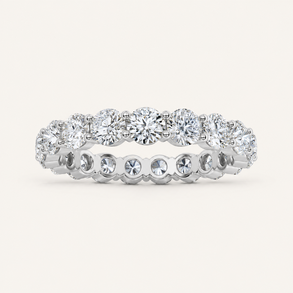 3.15 Ct Round Cut Lab Grown Diamond Split Prong Eternity Ring