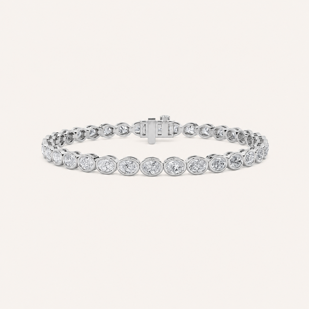 10CT Oval Cut Lab Grown Diamond East West Bezel Set Tennis Bracelet
