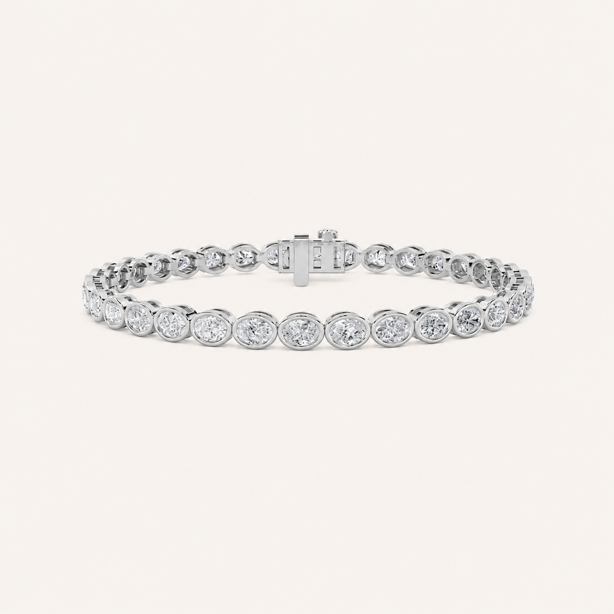 10CT Oval Cut Lab Grown Diamond East West Bezel Set Tennis Bracelet