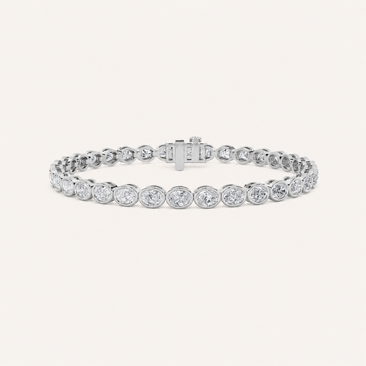 10CT Oval Cut Lab Grown Diamond East West Bezel Set Tennis Bracelet
