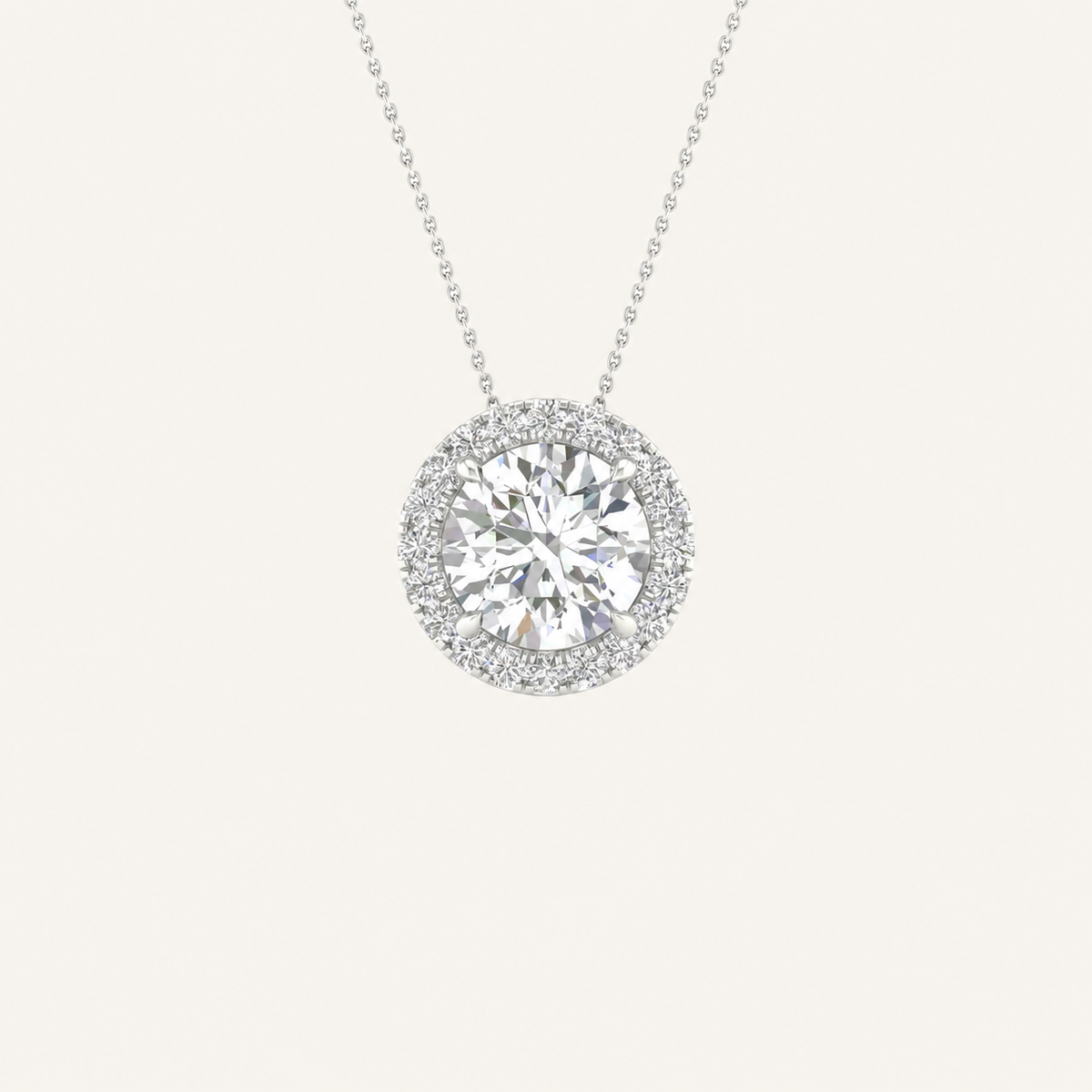 3.25CT Round Cut Certified Lab Grown Diamond Pendant