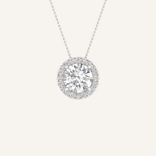 3.25CT Round Cut Certified Lab Grown Diamond Pendant