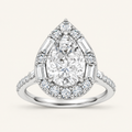 3.75CT Pear Cut Lab Grown Diamond Halo Side Stone Ring