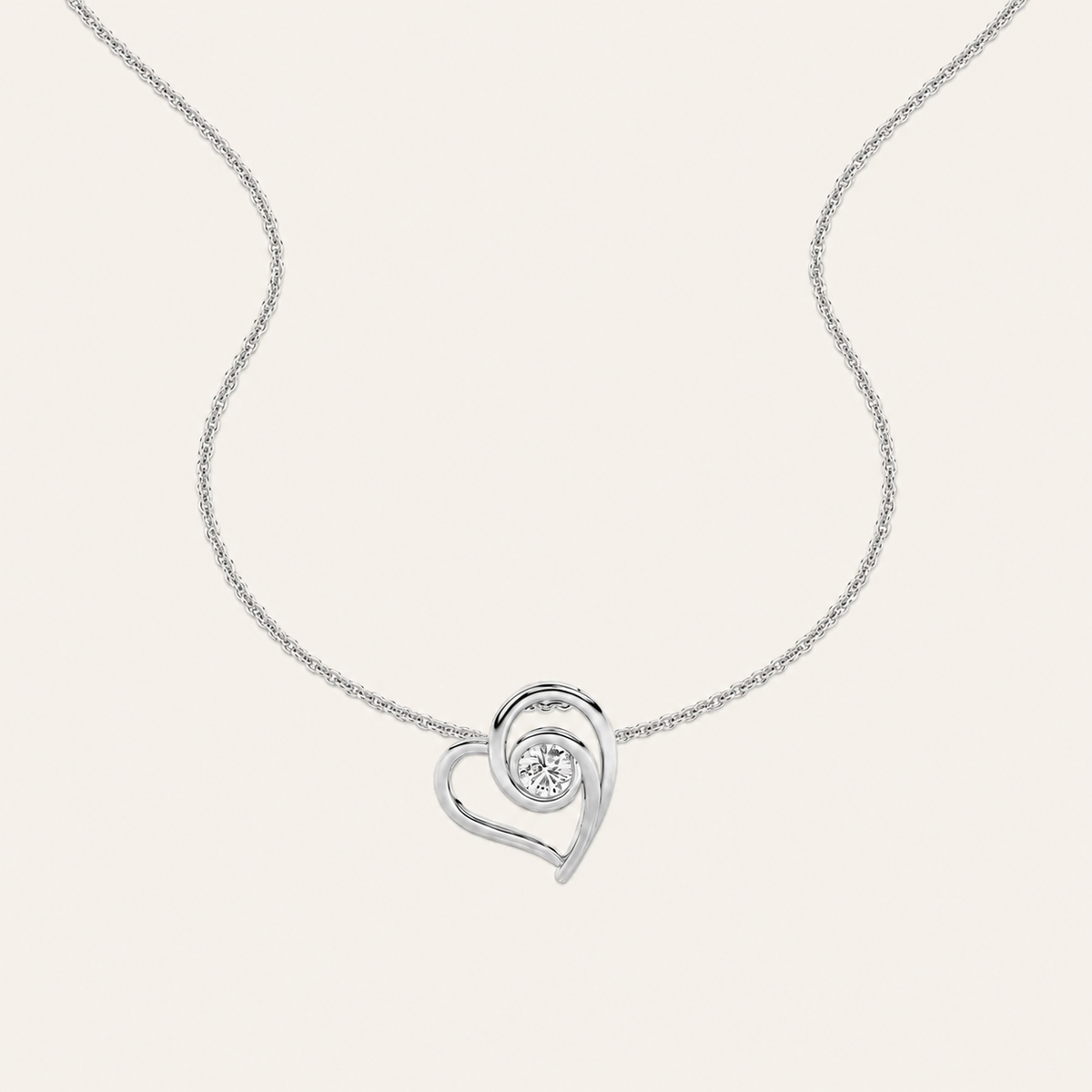 1CT Round Cut Lab Grown Diamond Pendant Heart Necklace