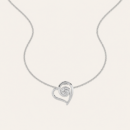 1CT Round Cut Lab Grown Diamond Pendant Heart Necklace