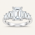 4.06CT Emerald Cut Lab Grown Diamond Side Stone Ring