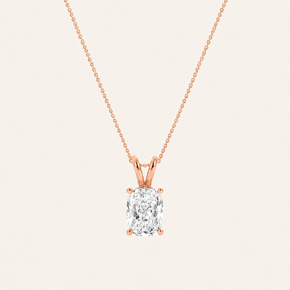 1CT Elongated Cut Lab Grown Diamond Pendant Necklace