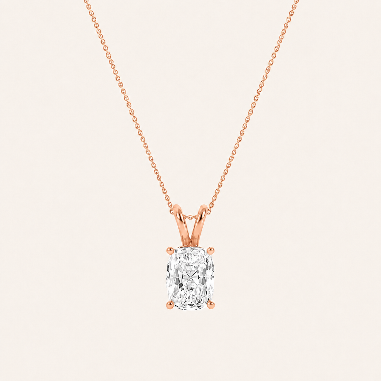 1CT Elongated Cut Lab Grown Diamond Pendant Necklace