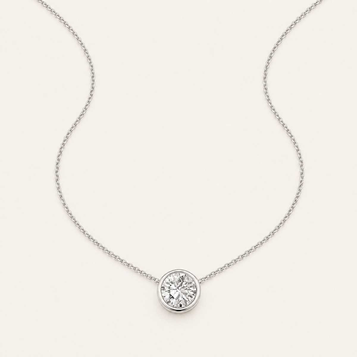 2CT Round Cut Lab Grown Diamond Pendant Necklace
