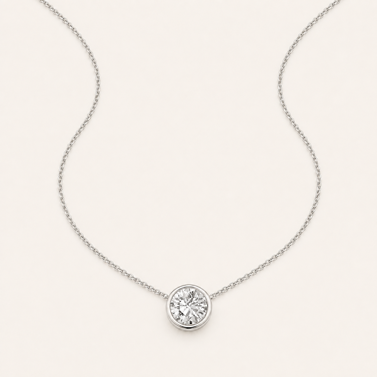 2CT Round Cut Lab Grown Diamond Pendant Necklace