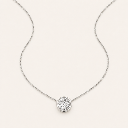2CT Round Cut Lab Grown Diamond Pendant Necklace