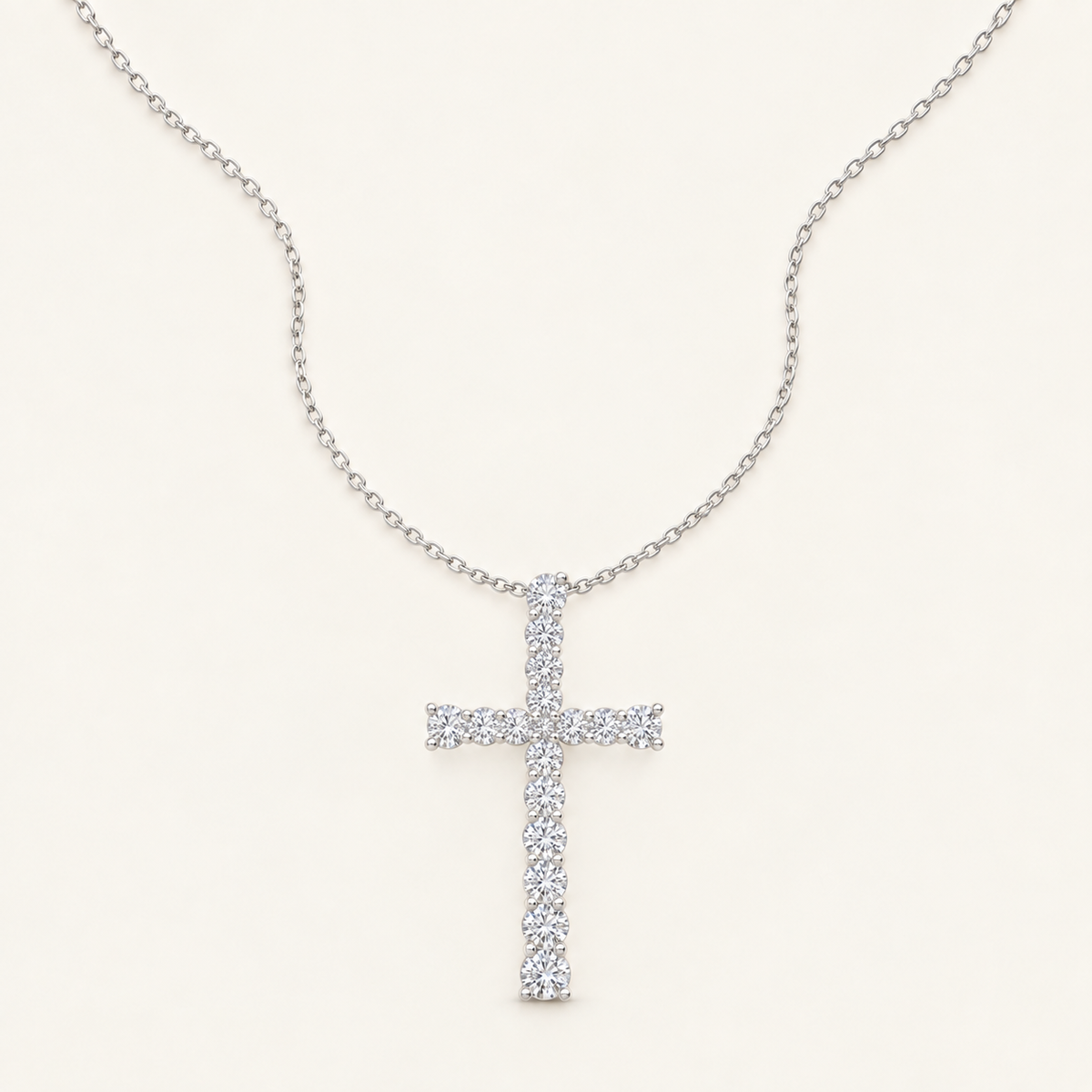 2.00CT Round Cut Lab Grown Diamond Cross Pendant Necklace