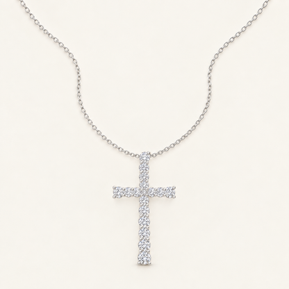 2.00CT Round Cut Lab Grown Diamond Cross Pendant Necklace