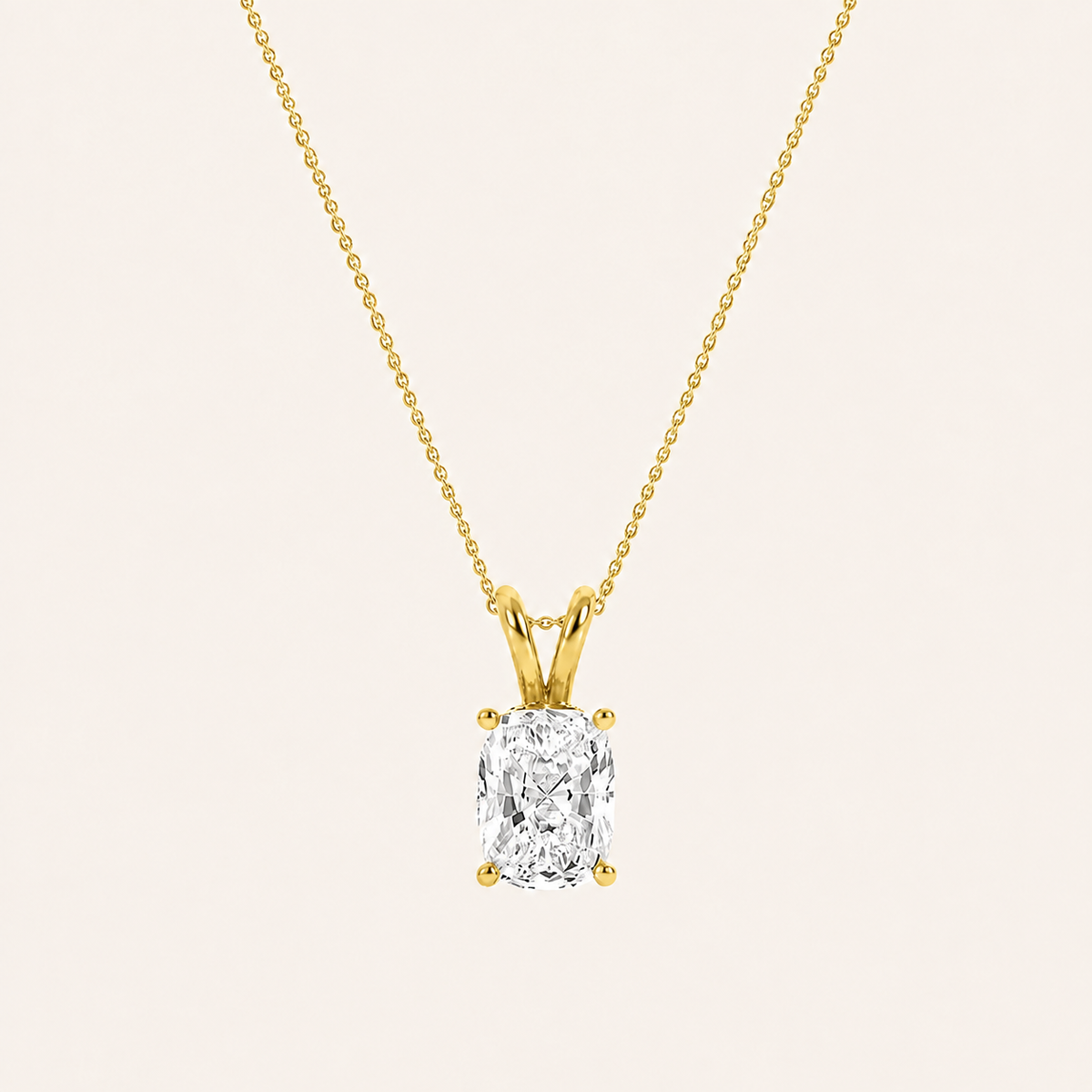 1CT Elongated Cut Lab Grown Diamond Pendant Necklace