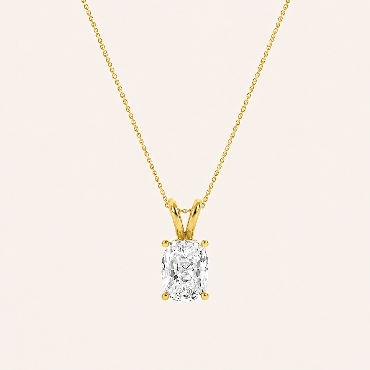 1CT Elongated Cut Lab Grown Diamond Pendant Necklace