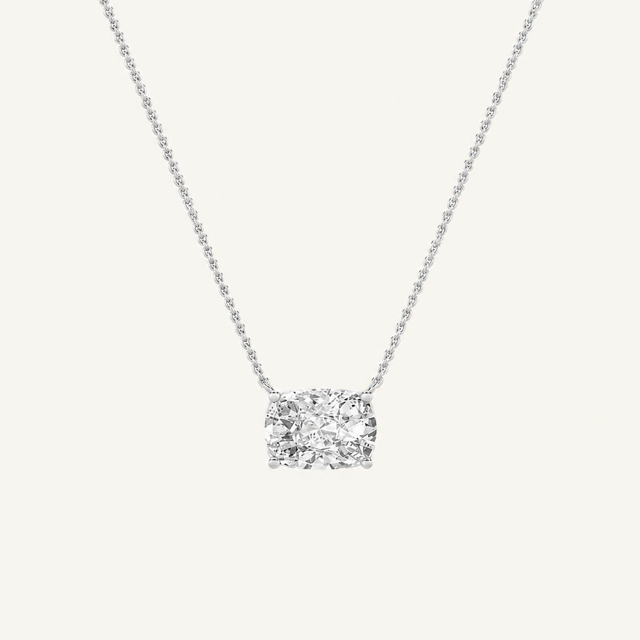 2CT Elongated Cushion Lab Grown Diamond Necklace