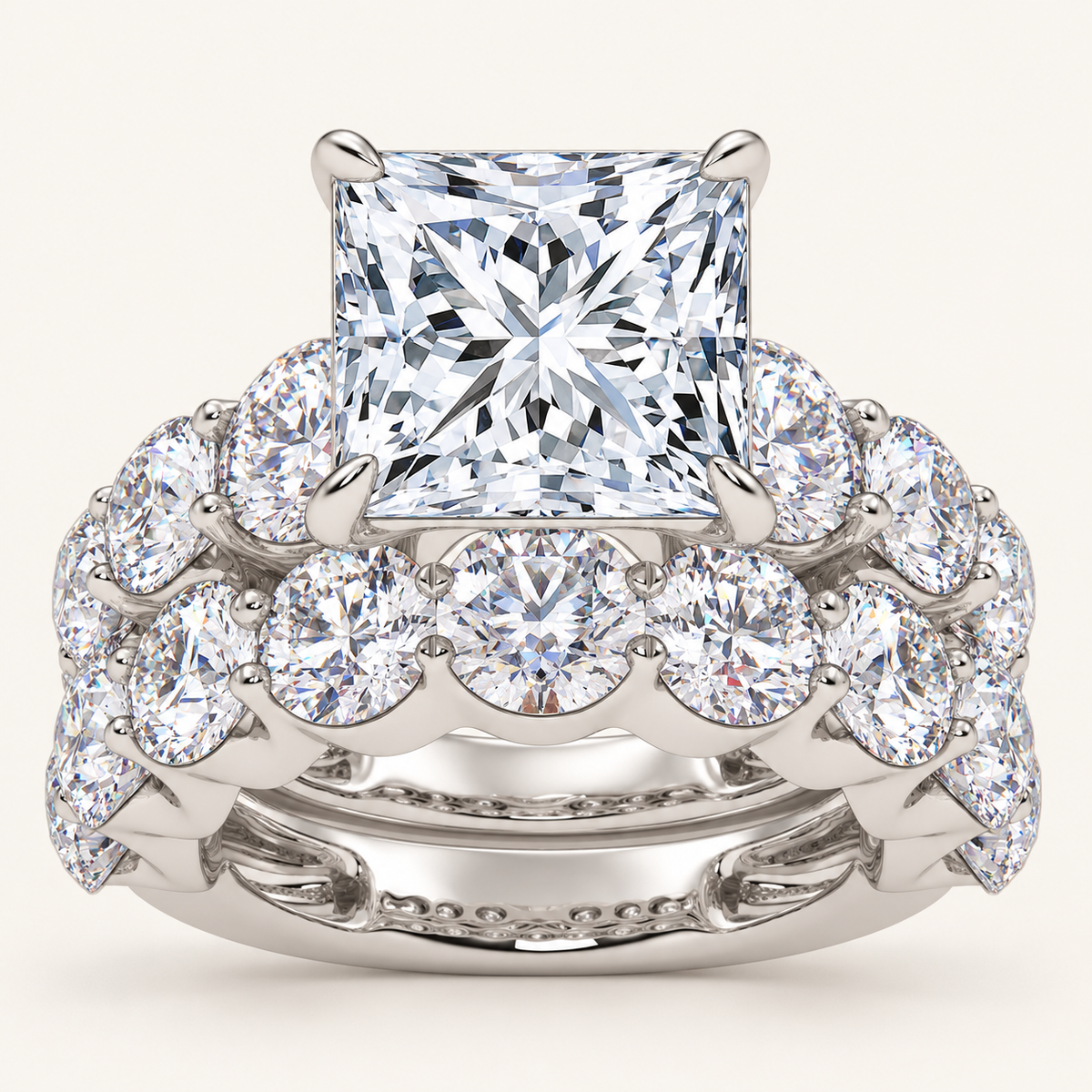 10.00CT Radiant Cut Lab Grown Diamond Bridal Set Ring