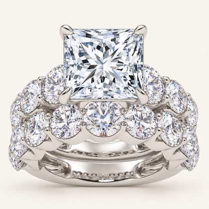 10.00CT Radiant Cut Lab Grown Diamond Bridal Set Ring