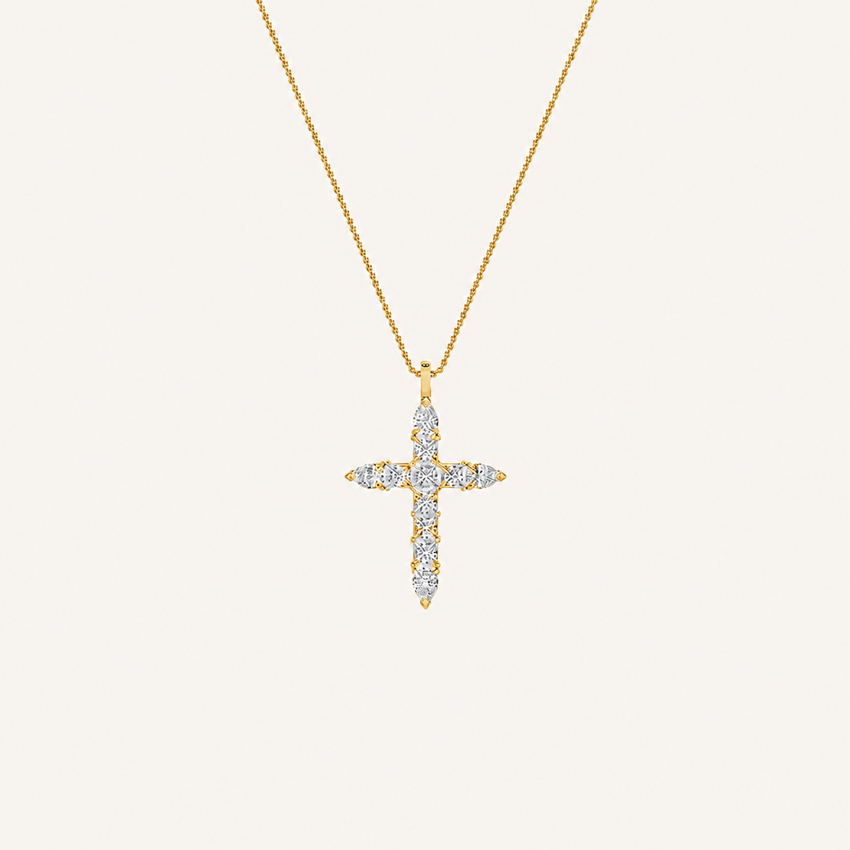 3.5CT Pear Cut Lab Grown Diamond Pendant Cross Necklace