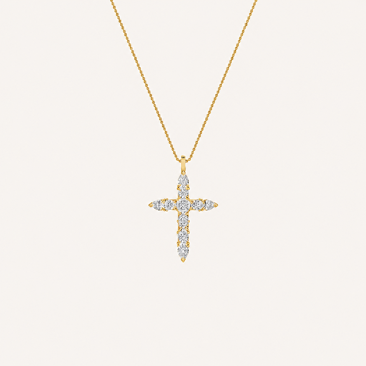 3.5CT Pear Cut Lab Grown Diamond Pendant Cross Necklace