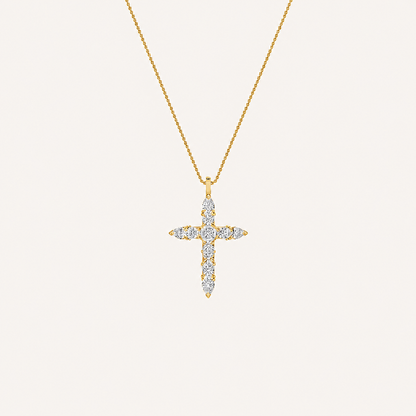 3.5CT Pear Cut Lab Grown Diamond Pendant Cross Necklace