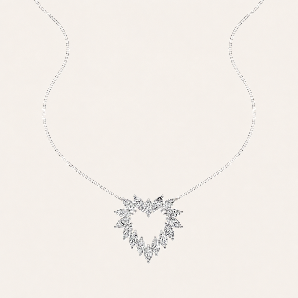 3CT Marquise Cut Lab Grown Diamond Heart Pendant Necklace