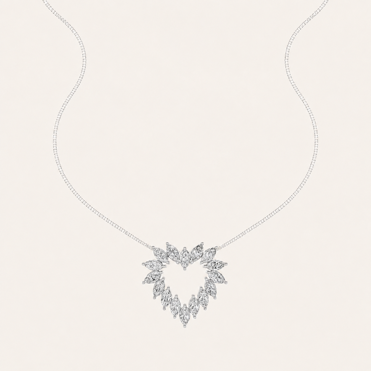 3CT Marquise Cut Lab Grown Diamond Heart Pendant Necklace