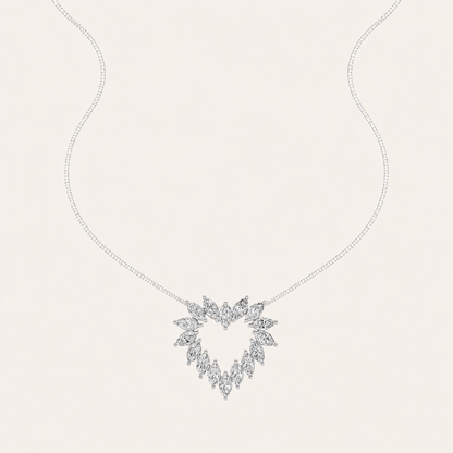 3CT Marquise Cut Lab Grown Diamond Heart Pendant Necklace