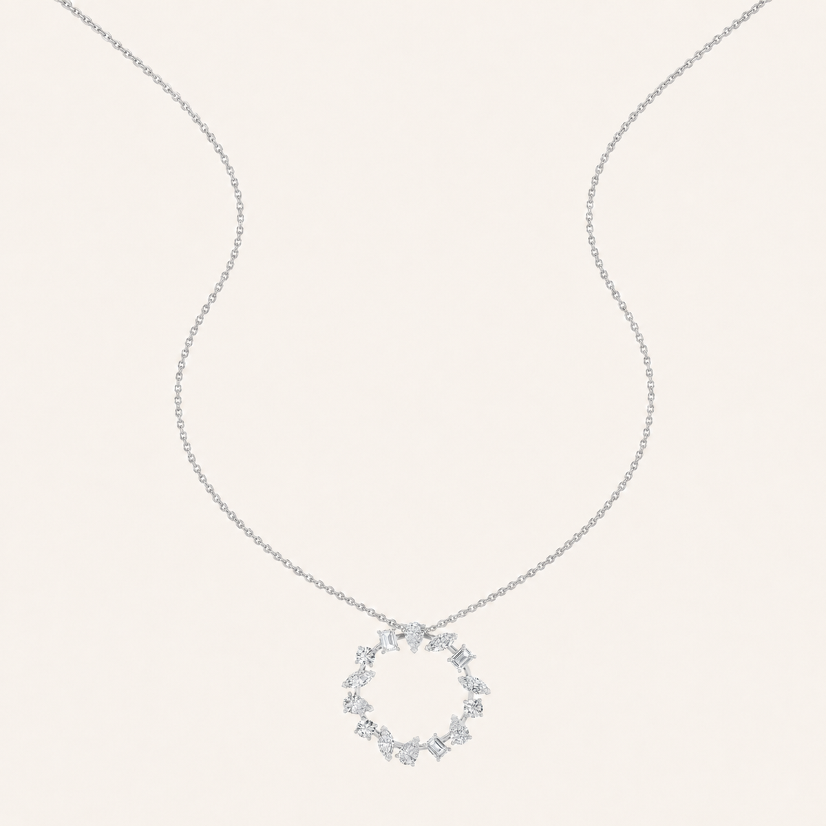 3CT Multi Stone Lab Grown Diamond Circle Pendant Necklace