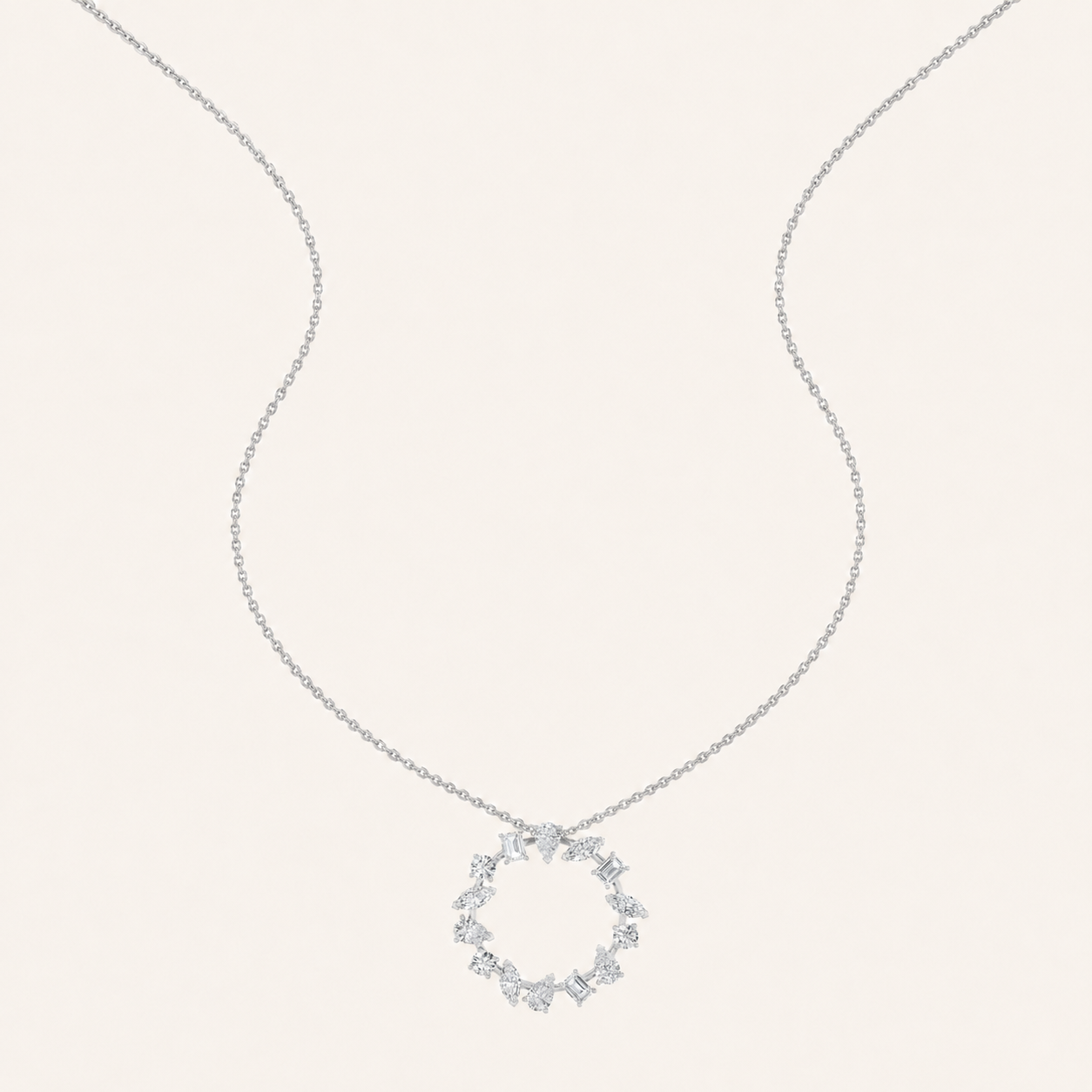 3CT Multi Stone Lab Grown Diamond Circle Pendant Necklace