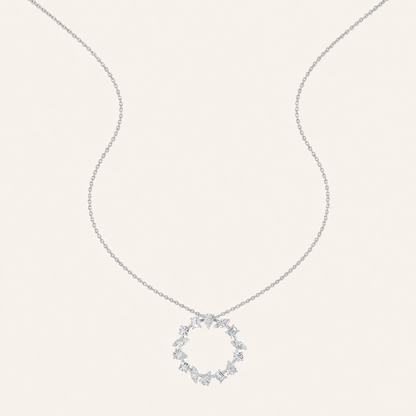 3CT Multi Stone Lab Grown Diamond Circle Pendant Necklace