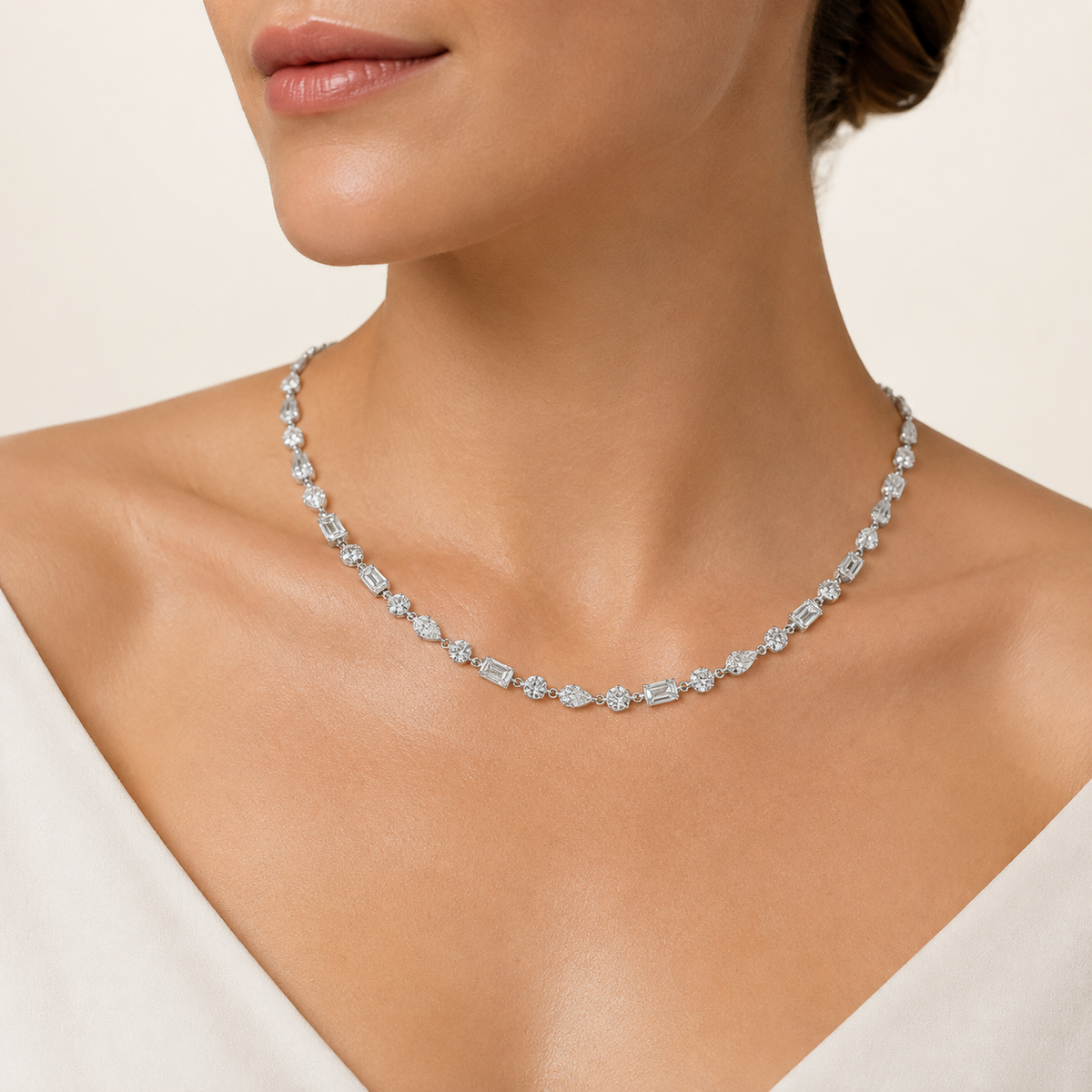 1CT Pear Cut Lab Grown Diamond Statement Necklace