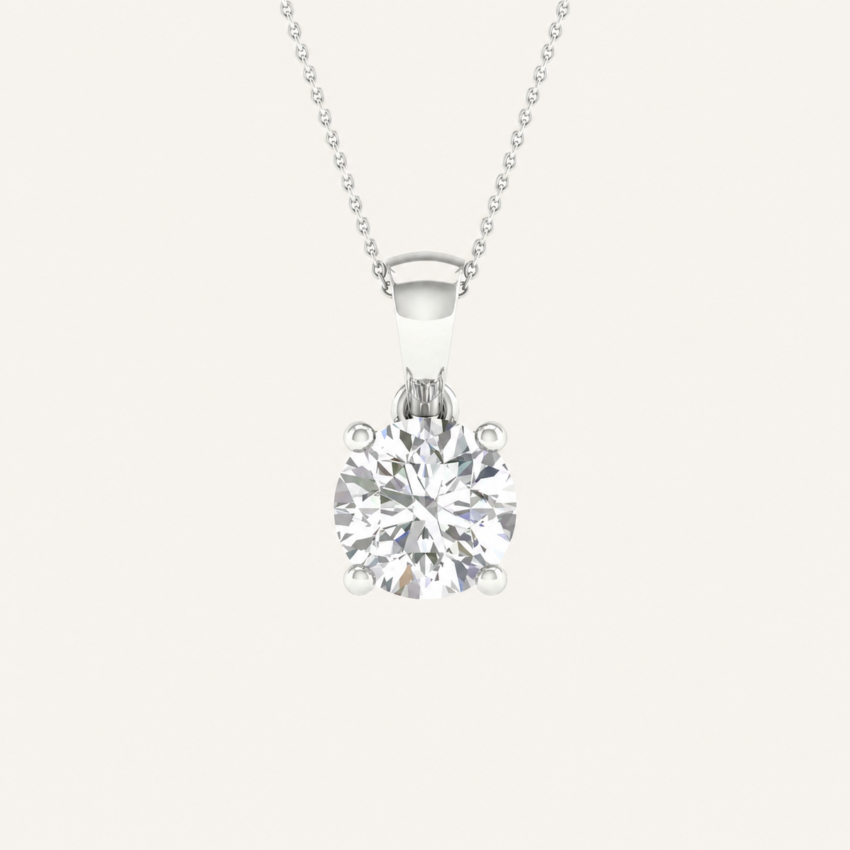 2.00CT Round Cut Certified Lab Grown Diamond Pendant