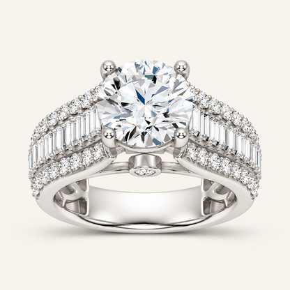3.75CT Round Cut Lab Grown Diamond Cluster Ring