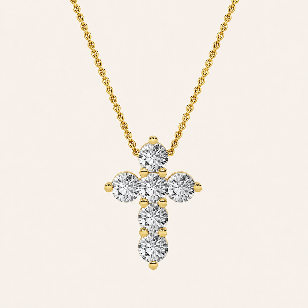 1.5CT Round Cut Lab Grown Diamond Pendant Cross Necklace