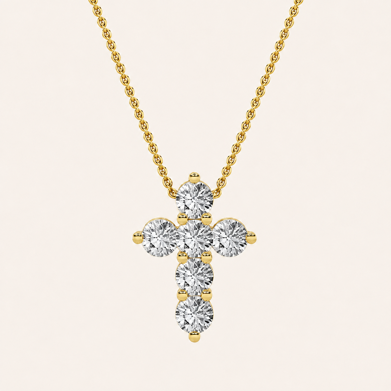 1.5CT Round Cut Lab Grown Diamond Pendant Cross Necklace