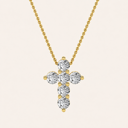 1.5CT Round Cut Lab Grown Diamond Pendant Cross Necklace