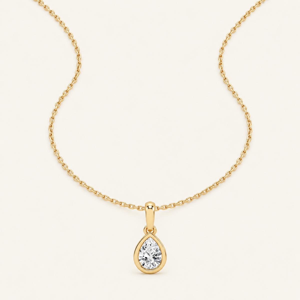 0.50CT Pear Cut Lab Grown Diamond Pendant Necklace
