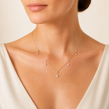 3CT Pear Cut Lab Grown Diamond Pendant Necklace