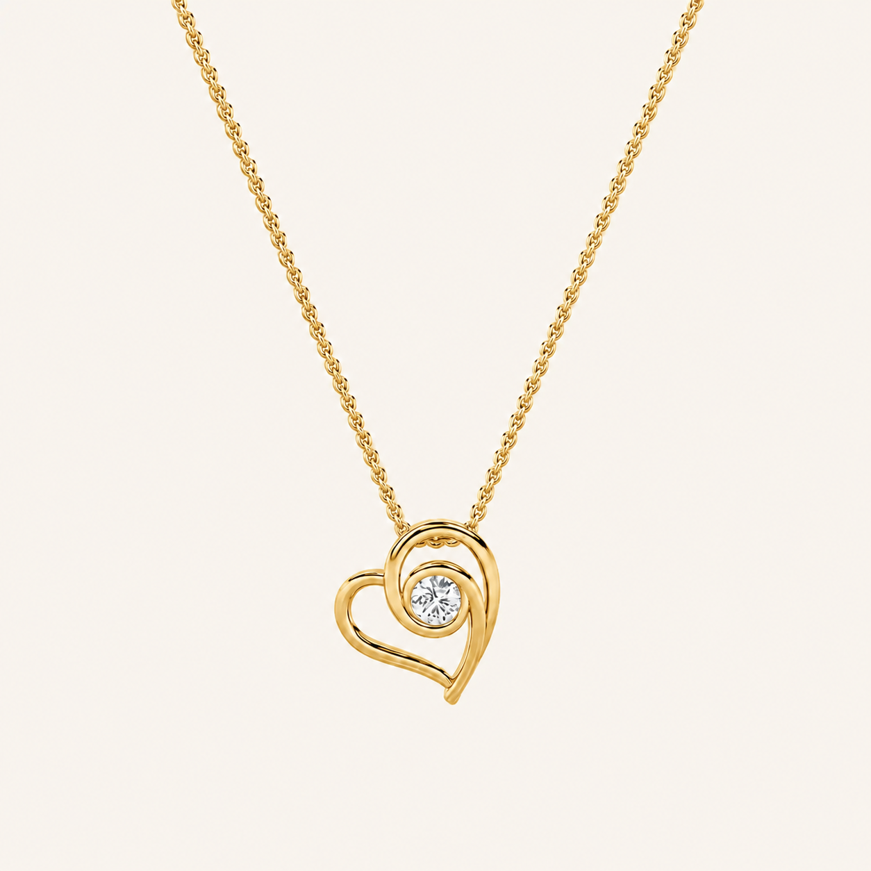 1CT Round Cut Lab Grown Diamond Pendant Heart Necklace