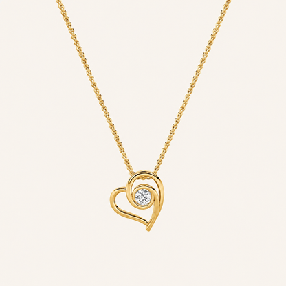 1CT Round Cut Lab Grown Diamond Pendant Heart Necklace
